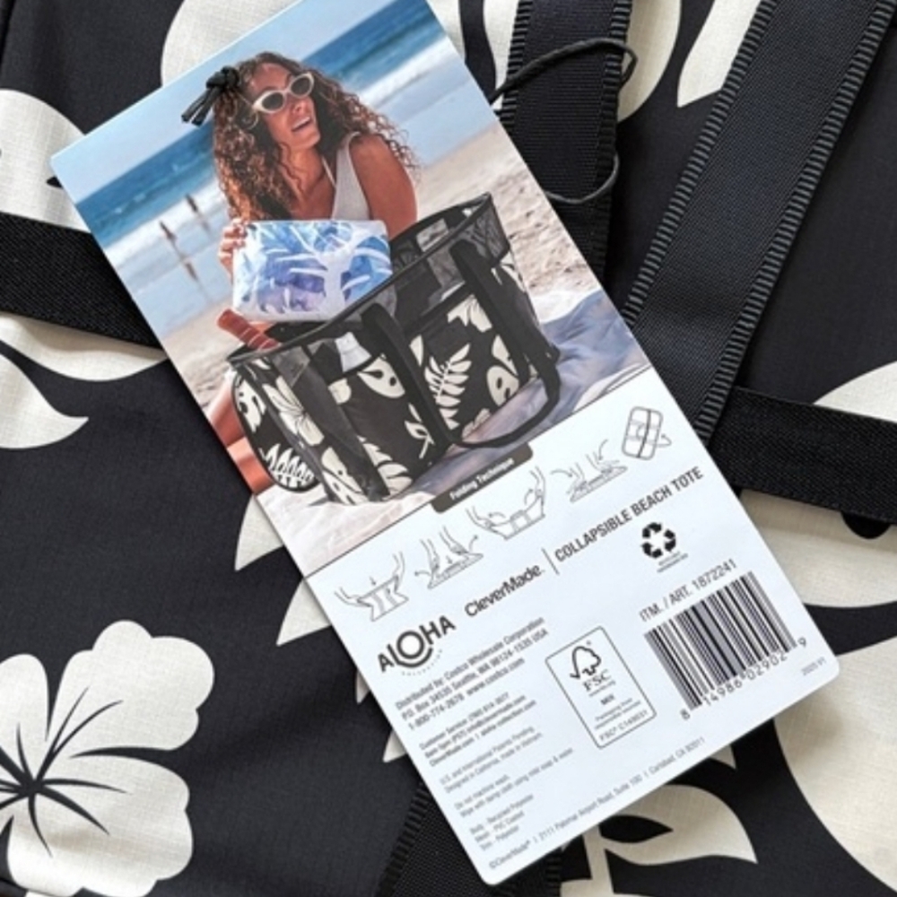 ALOHA Collection CleverMade Collapsible Beach Tote - Picture 6 of 8